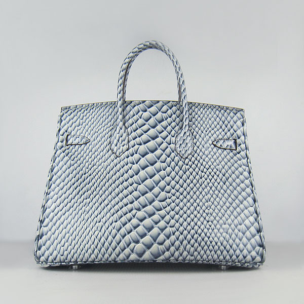 High Quality Fake Hermes Birkin 35CM Fish Veins Leather Bag Blue 6089 - Click Image to Close